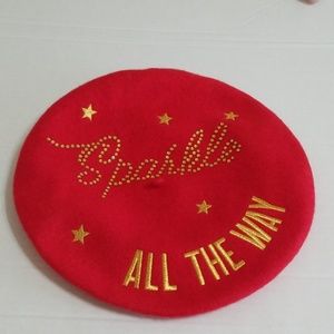 SPARKLE ALL THE WAY 100% Wool Red Beret NWT!!